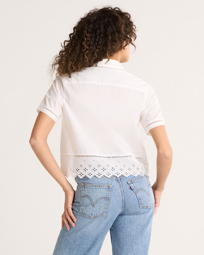 WOMEN'S POPLIN EYELET SHIRT