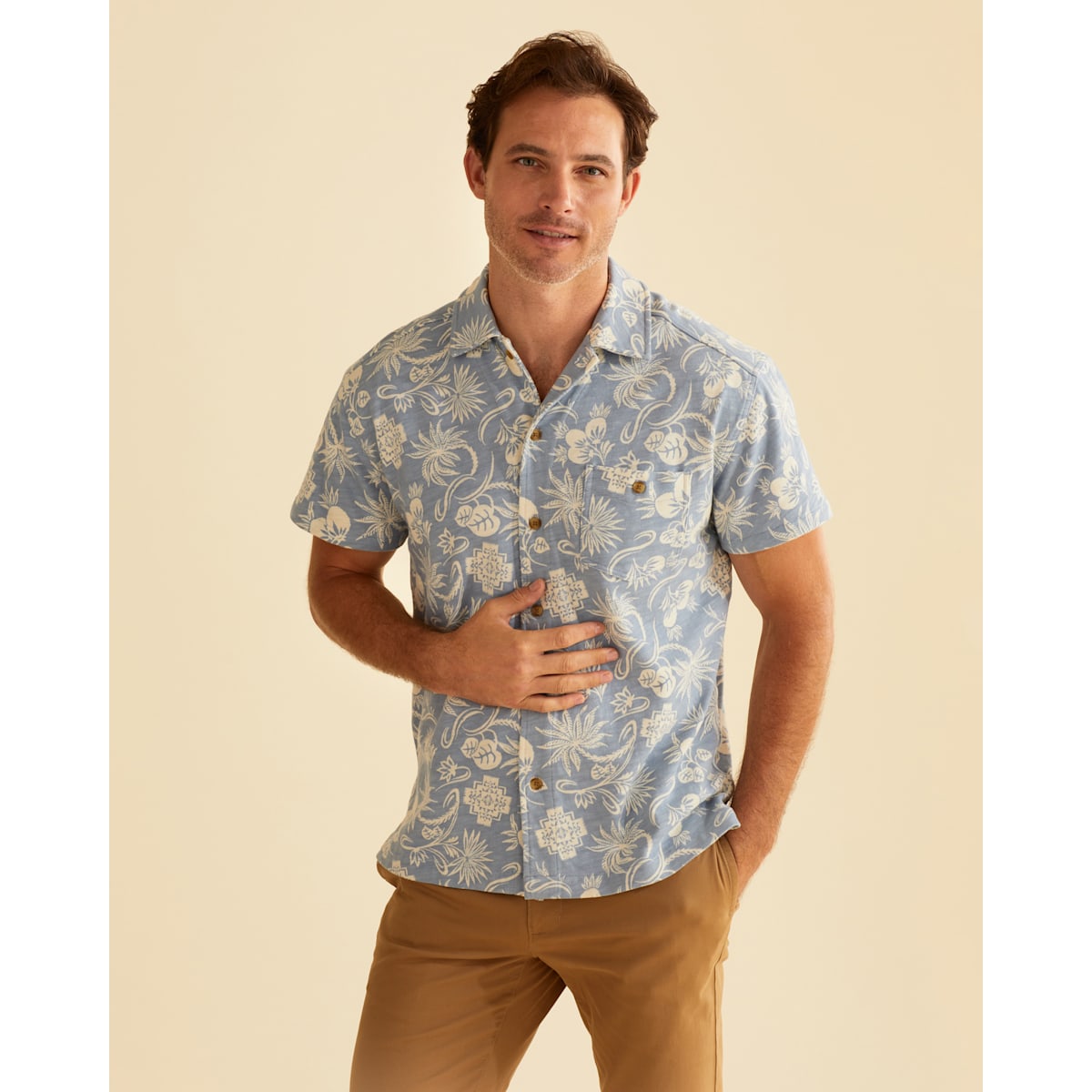 8ON8 23SS BLUE KNITTED BEACH SHIRT-