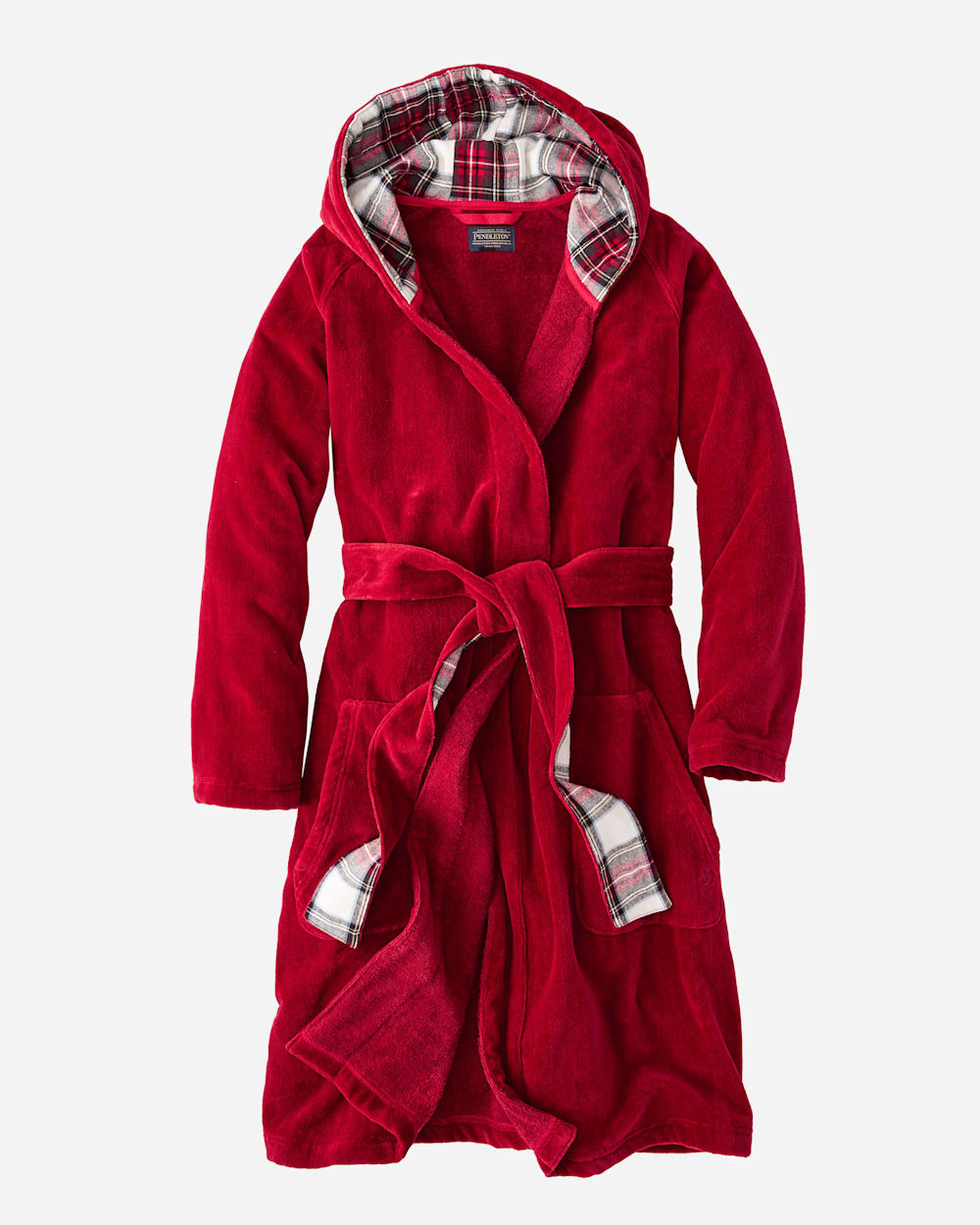 WOMEN'S SOLID COTTON ROBE IN RED image number 1
