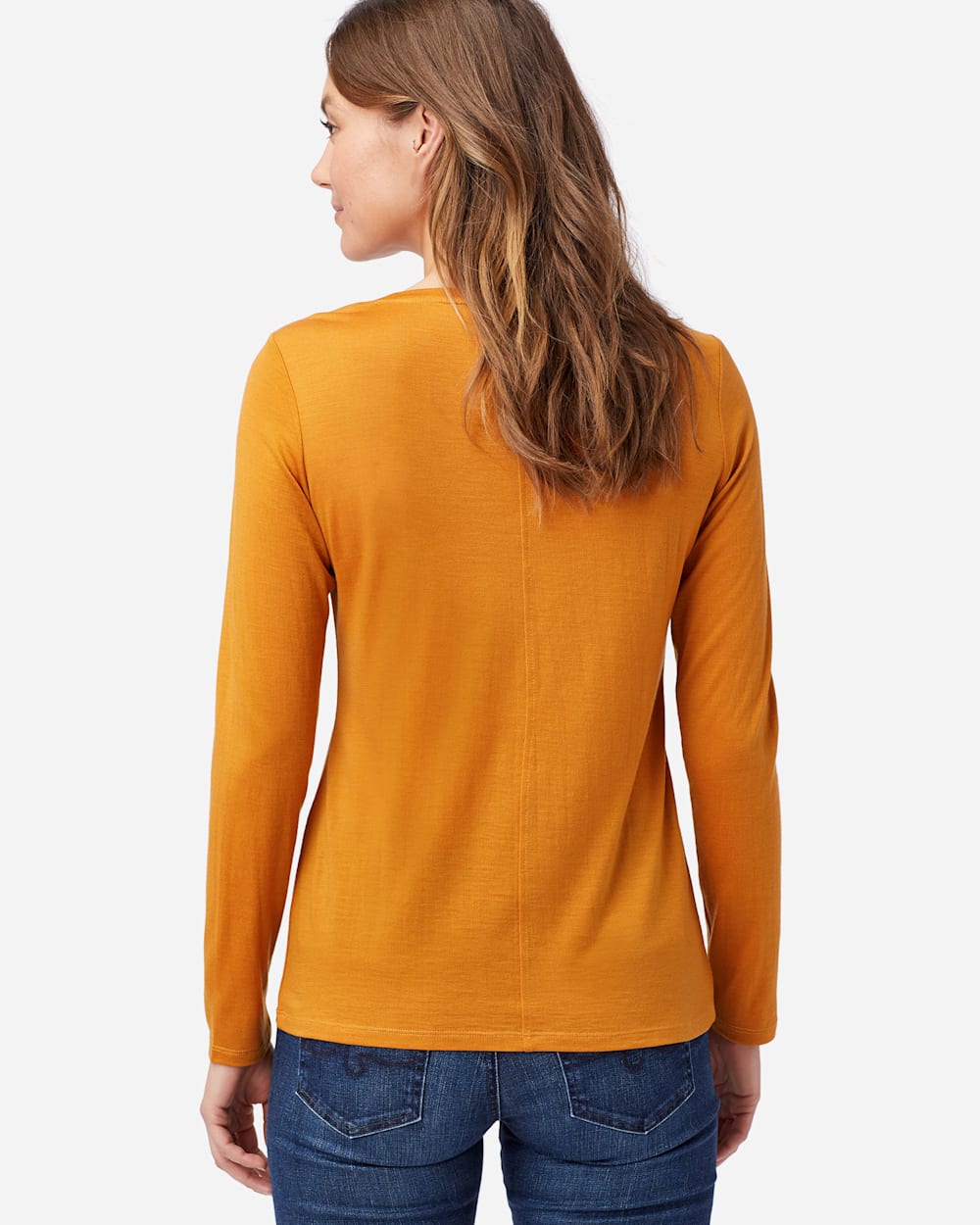 ALTERNATE VIEW OF MACHINE WASHABLE LONG-SLEEVE MERINO TEE IN GOLD image number 2