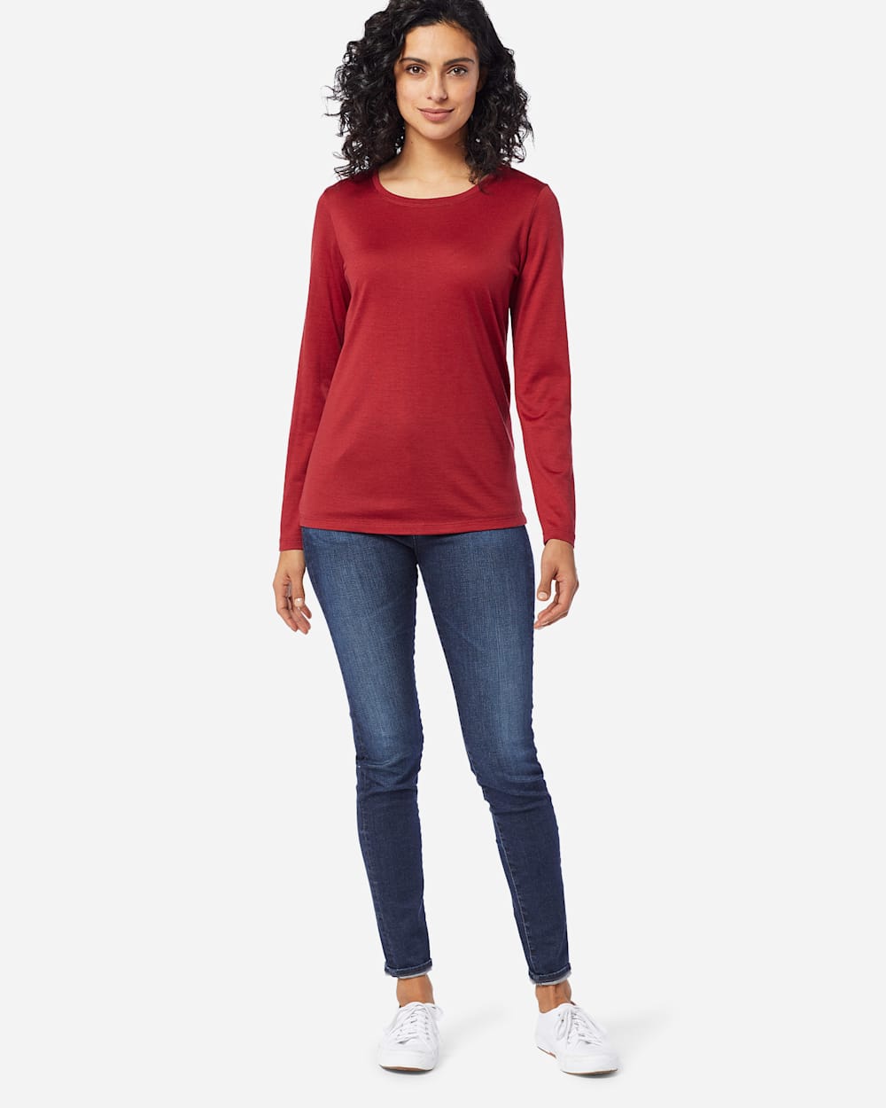 ADDITIONAL VIEW OF MACHINE WASHABLE LONG SLEEVE MERINO TEE IN RED ROCK image number 2