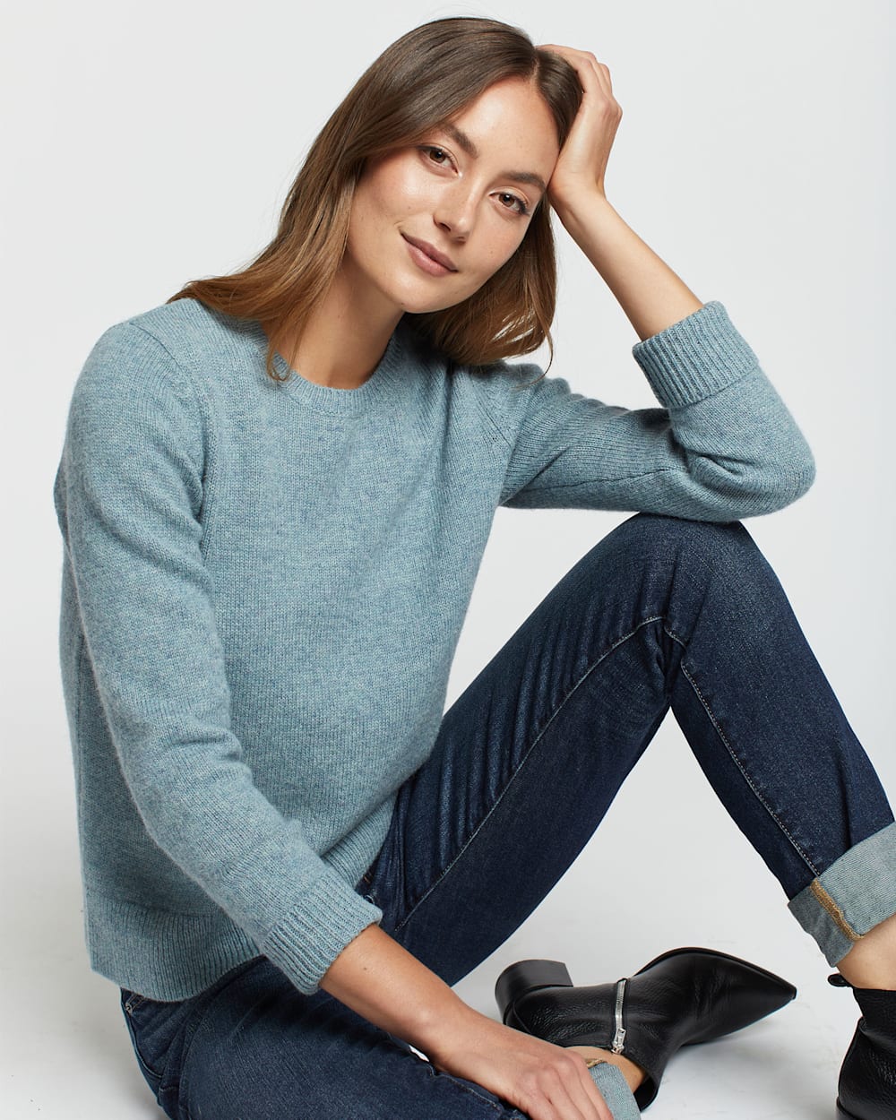 WOMEN S SHETLAND WASHABLE WOOL CREWNECK