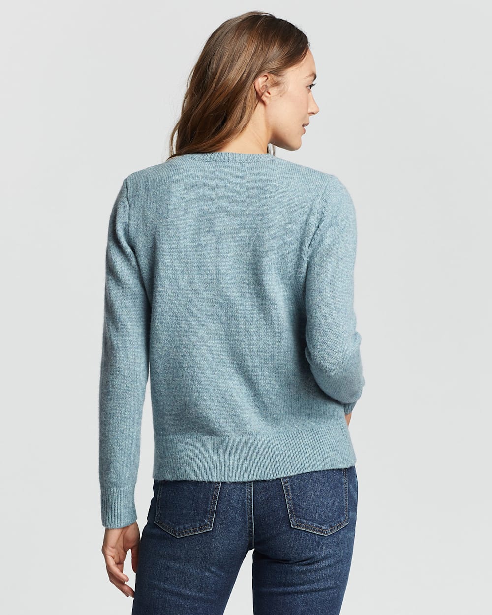 Women's Shetland Wool Sweaters: Shetland Wool Crew Neck Cardigan