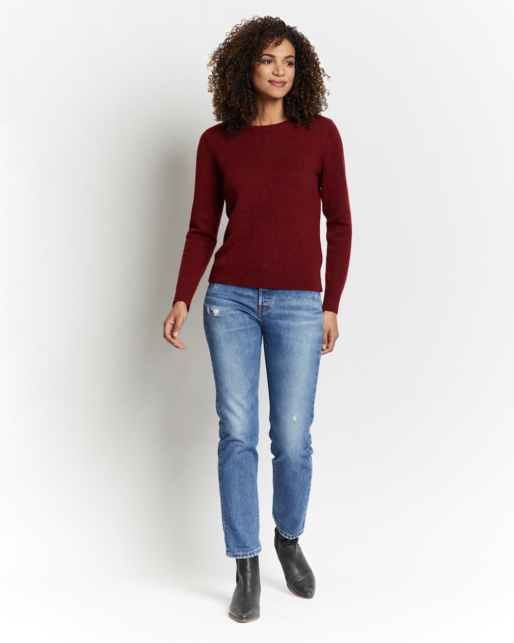 WOMEN S SHETLAND WASHABLE WOOL CREWNECK