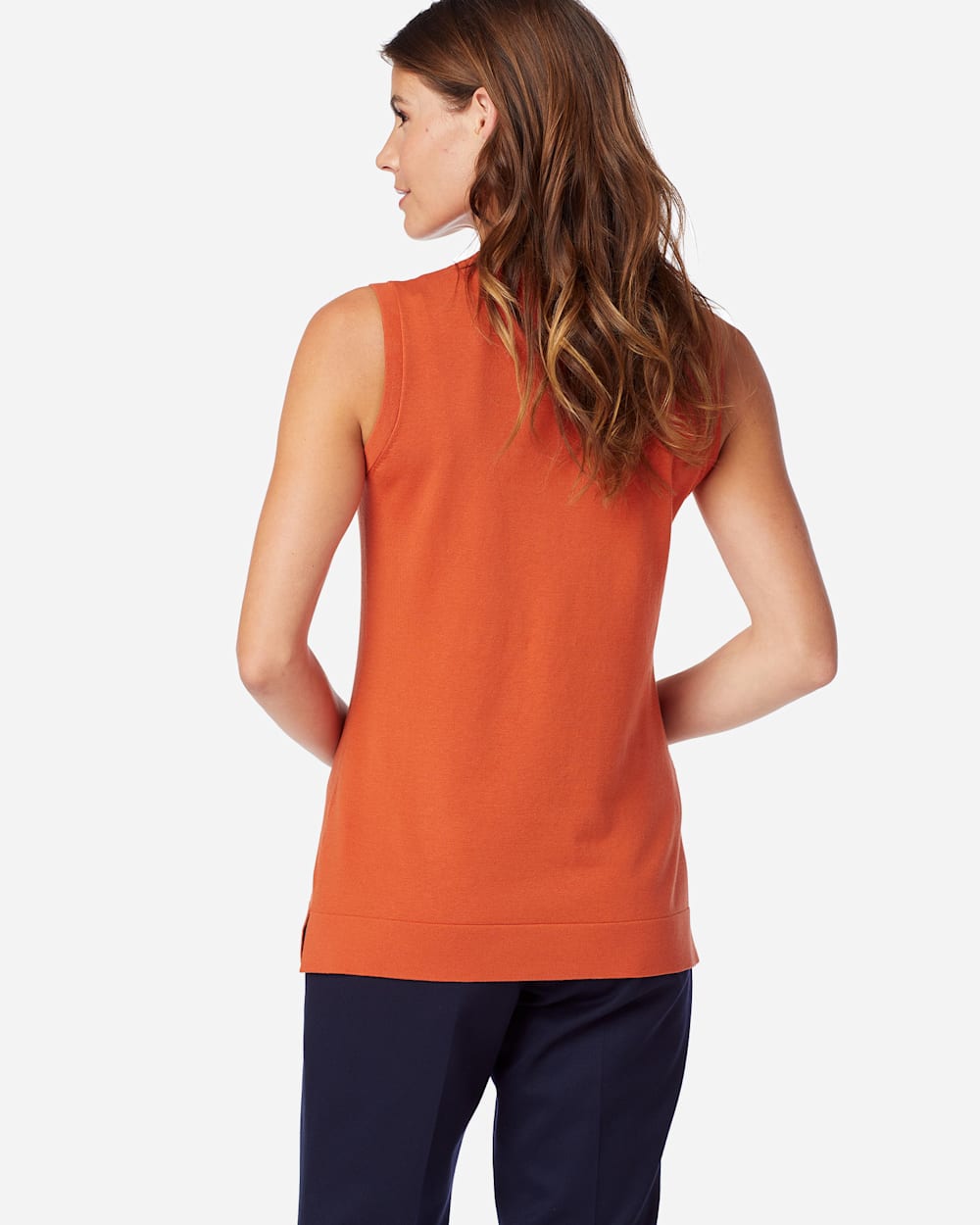 ALTERNATE VIEW OF WOMEN'S COLBY SLEEVELESS CREW IN SPICED ORANGE image number 2