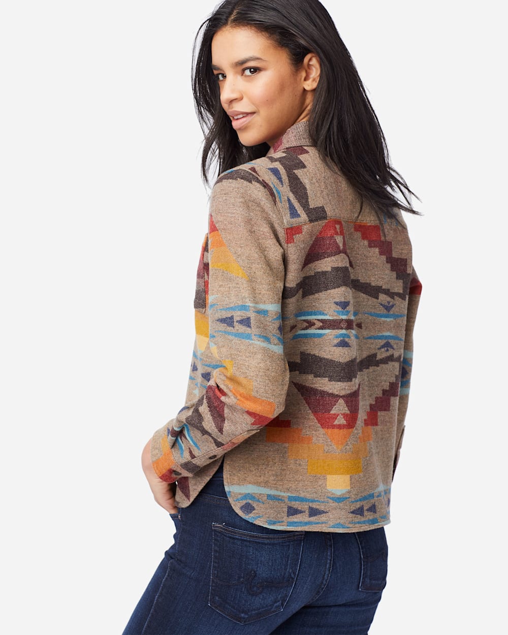 ALTERNATE VIEW OF WOMEN'S JACQUARD LODGE SHIRT IN TAUPE SIERRA PEAK image number 4