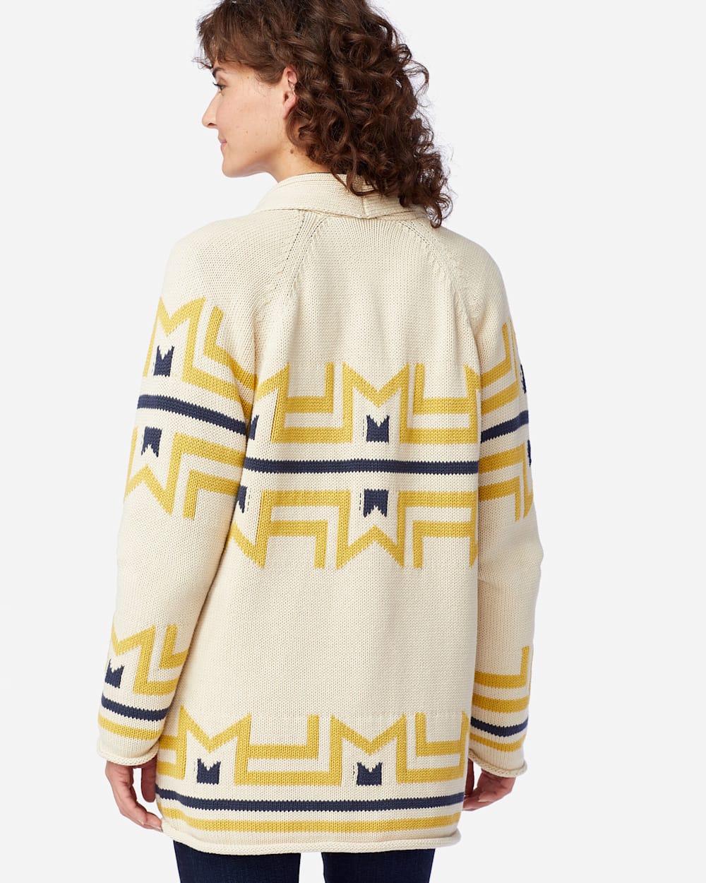 ALTERNATE VIEW OF WOMEN'S ROLLED EDGE COTTON CARDIGAN IN SANDSHELL image number 3