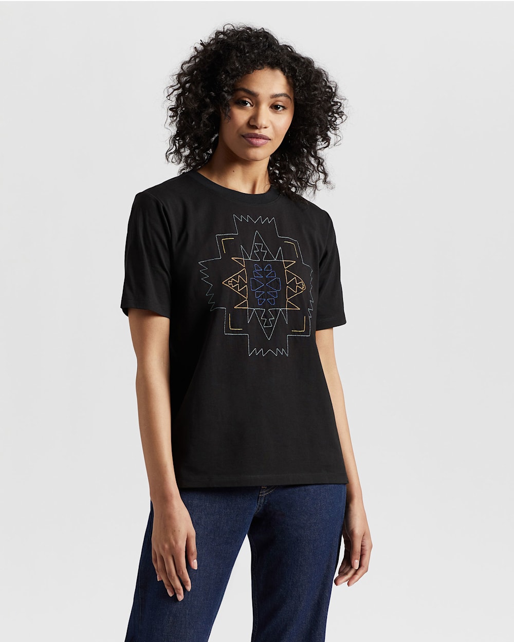 WOMEN'S DESCHUTES EMBROIDERED TEE IN BLACK image number 1
