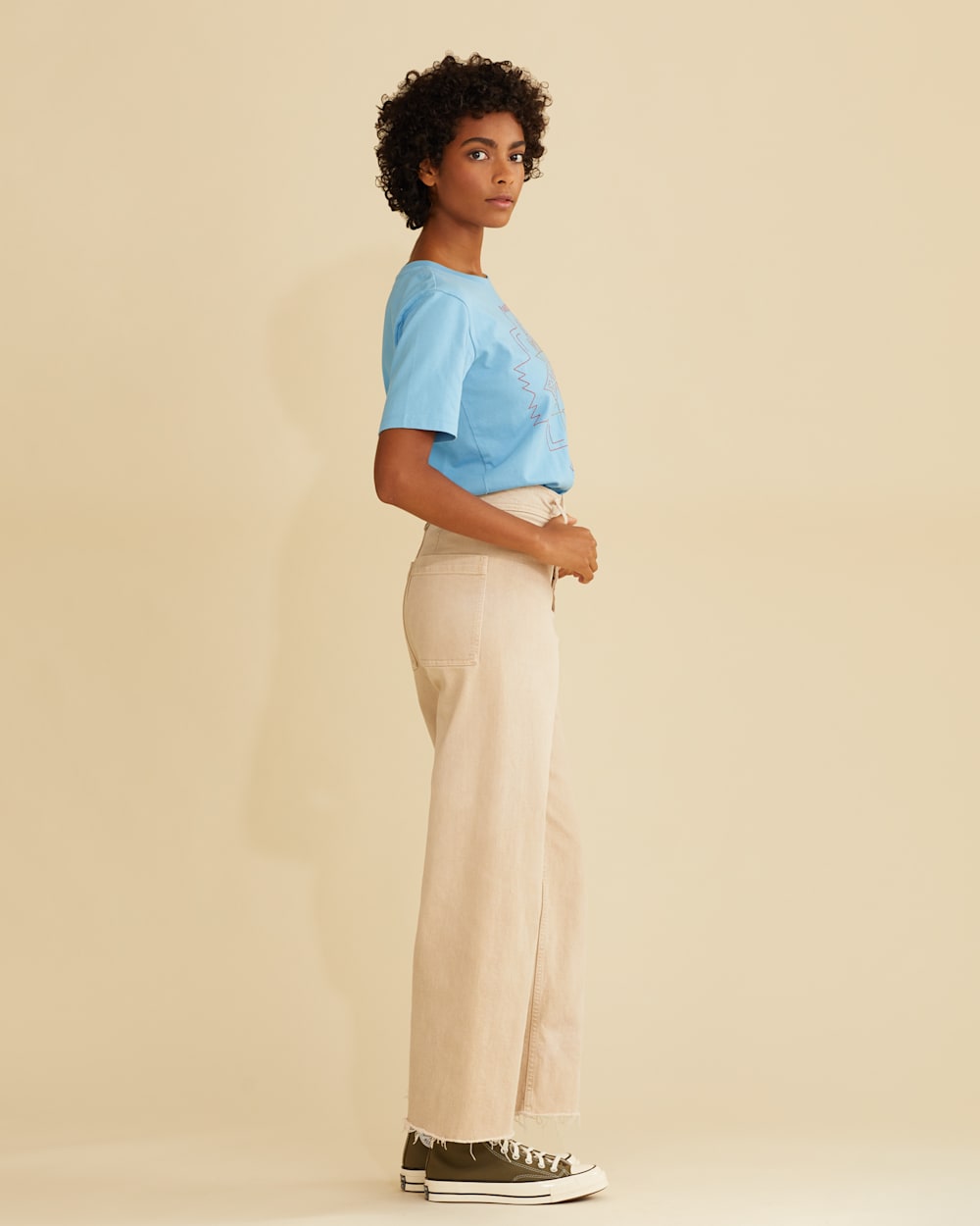 ALTERNATE VIEW OF WOMEN'S DESCHUTES EMBROIDERED TEE IN SKY BLUE image number 3