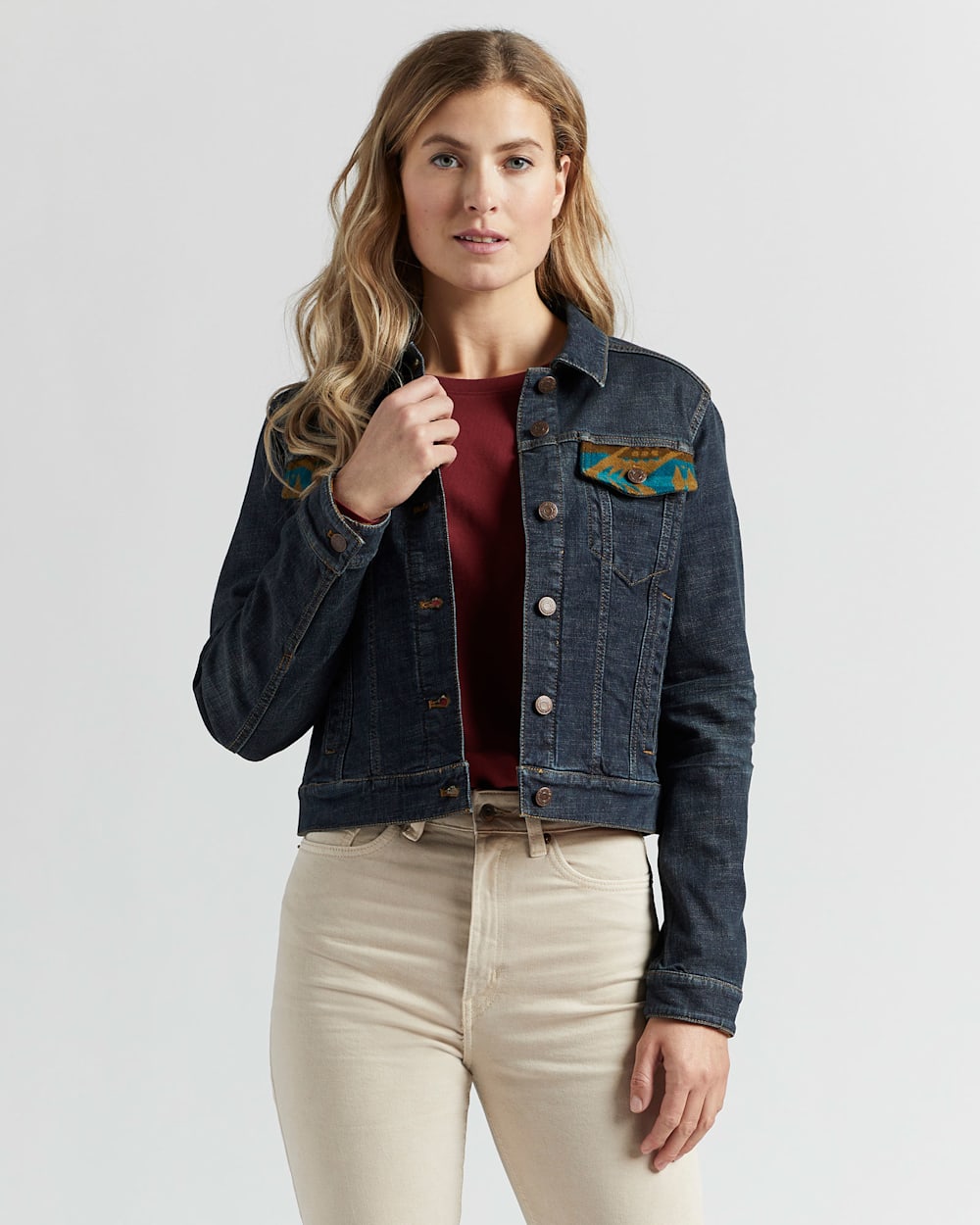 WOMEN S DIAMOND PEAK DENIM WOOL JEAN JACKET