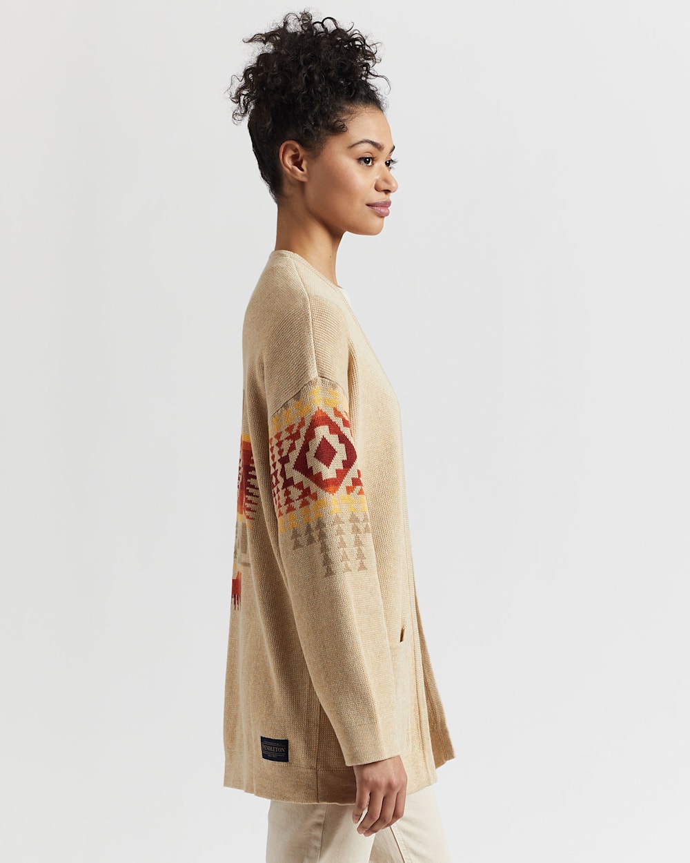 ALTERNATE VIEW OF WOMEN'S OPEN FRONT COTTON CARDIGAN IN WARM SAND CHIEF JOSEPH image number 3