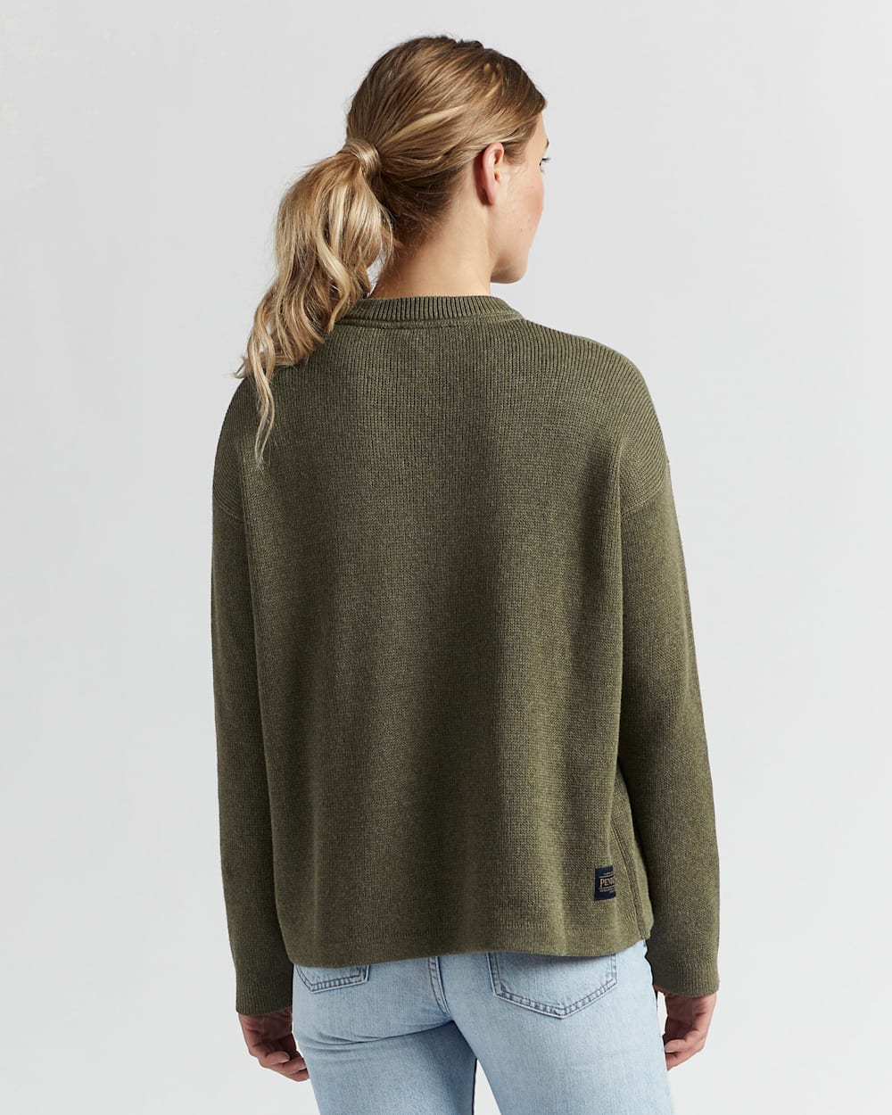 ALTERNATE VIEW OF WOMEN'S GRAPHIC COTTON SWEATER IN BOTTLE GREEN CHIEF JOSEPH image number 2