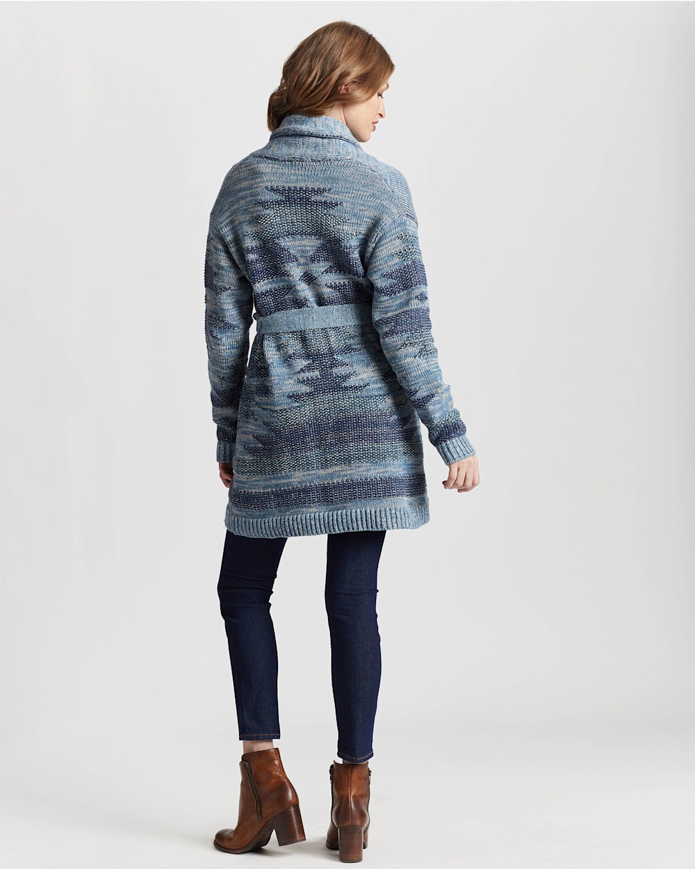 ALTERNATE VIEW OF WOMEN'S MONTEREY BELTED COTTON CARDIGAN IN BLUE MULTI image number 2