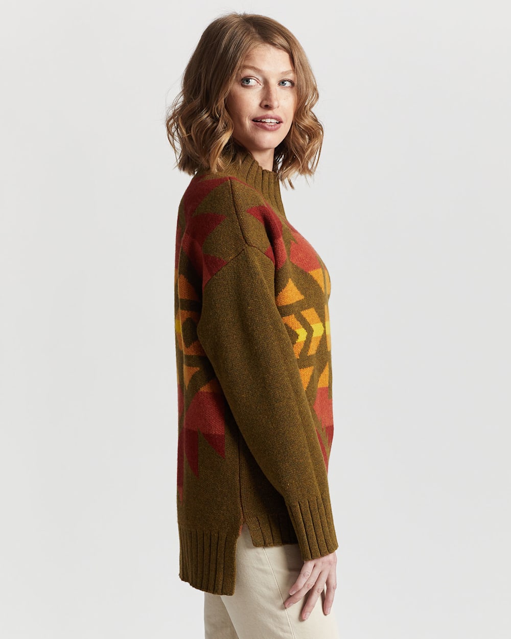 ALTERNATE VIEW OF WOMEN'S LAMBSWOOL GRAPHIC SWEATER IN DARK BRONZE MULTI image number 2