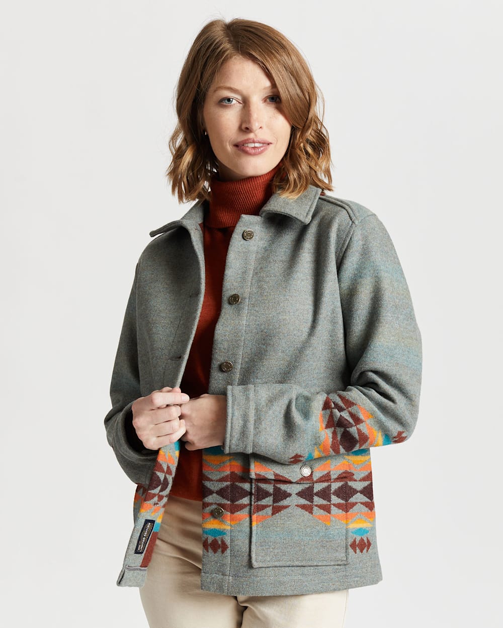 ALTERNATE VIEW OF WOMEN'S WESTERN HORIZONS COAT IN BLUE CRESCENT BUTTE image number 6
