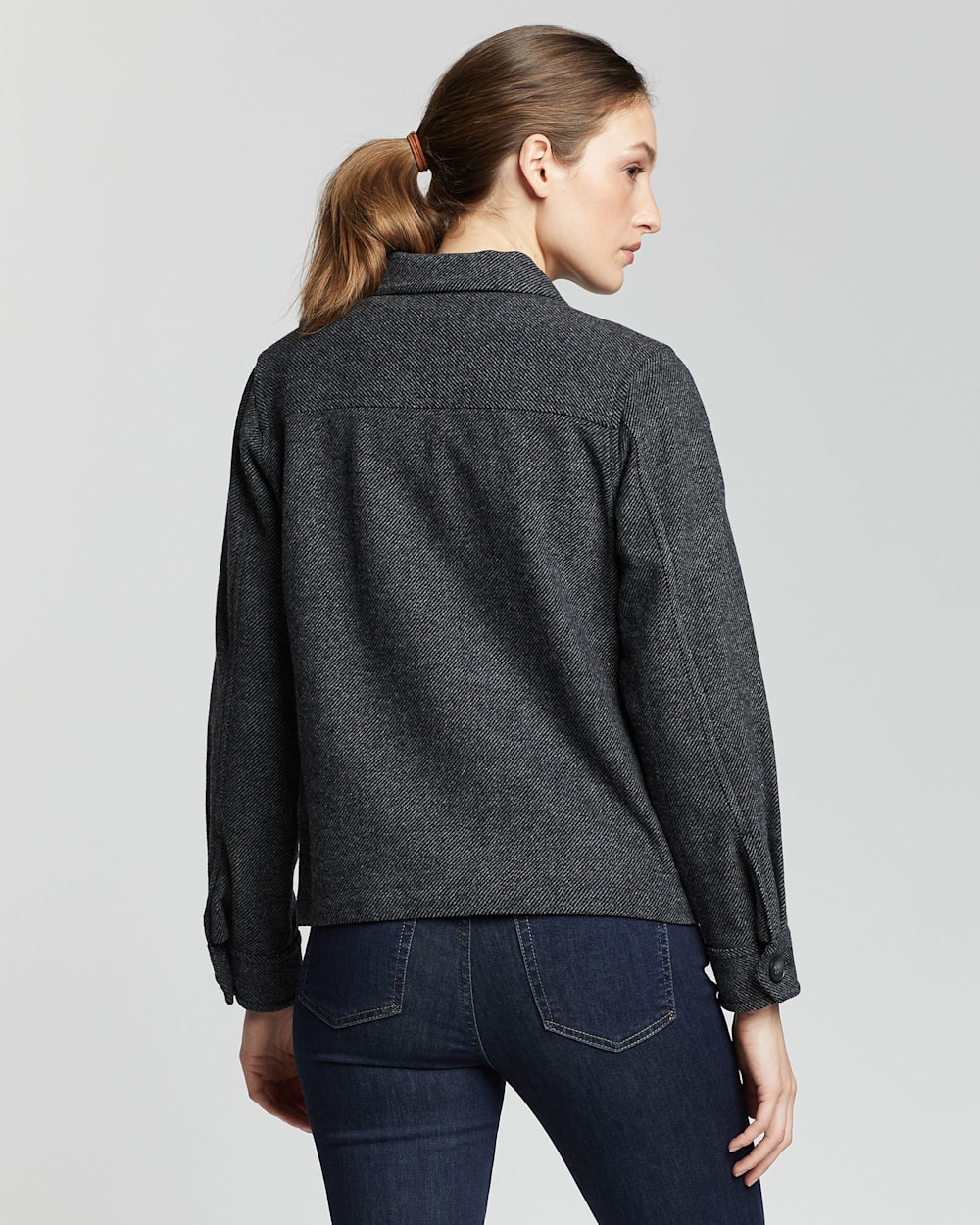 ALTERNATE VIEW OF WOMEN'S WOOL TWILL UTILITY JACKET IN GREY MIX/BLACK image number 3