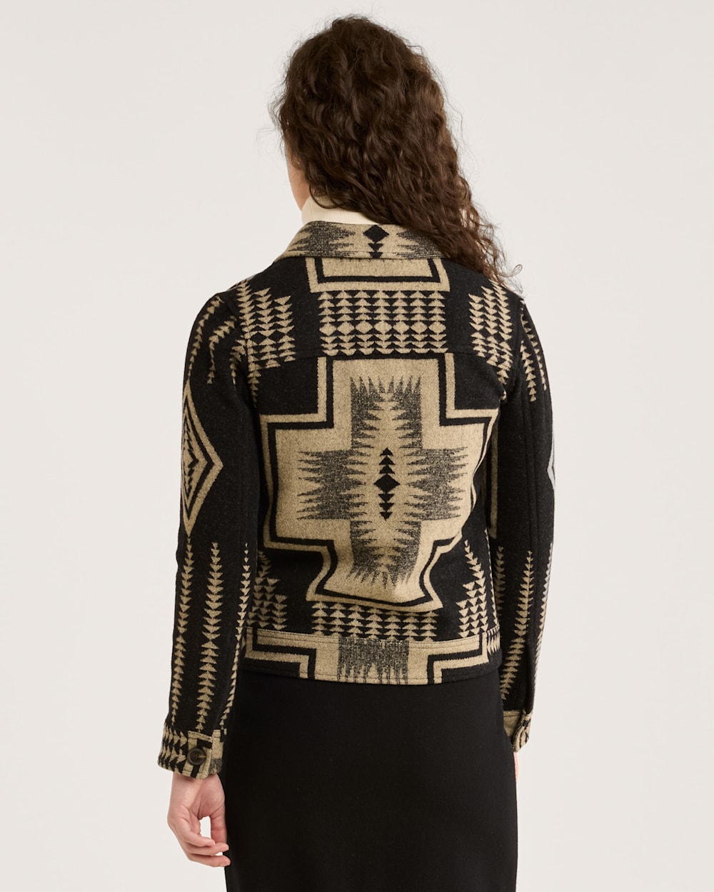 ALTERNATE VIEW OF WOMEN'S HARDING WILLA JACKET IN BLACK/TAN HARDING JACQUARD image number 3