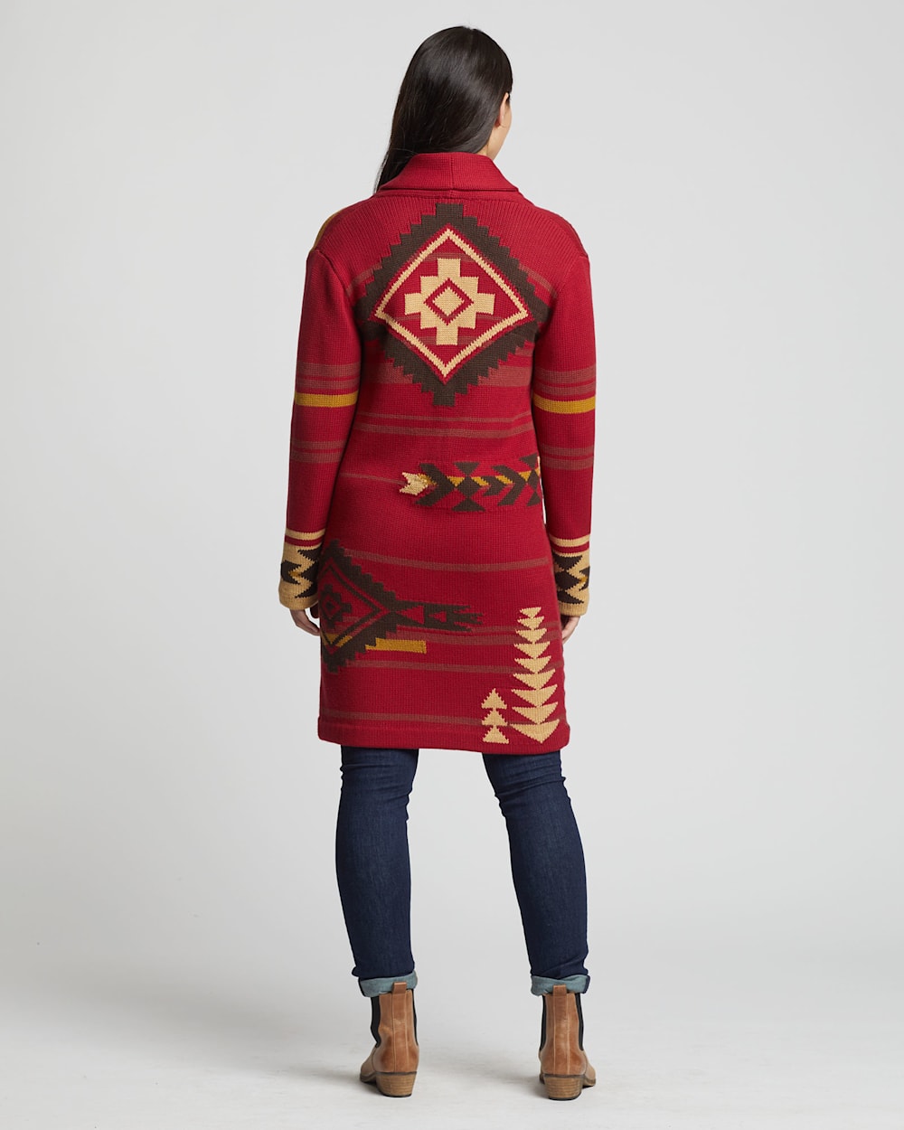 ALTERNATE VIEW OF WOMEN'S GRAPHIC SWEATER COAT IN ROSEWOOD MULTI image number 3