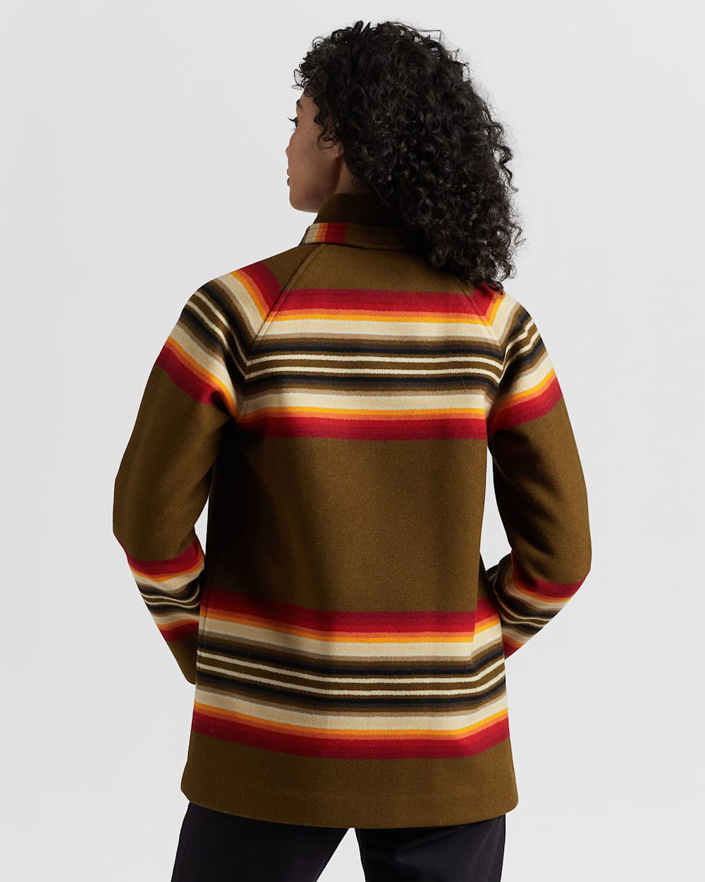ALTERNATE VIEW OF WOMEN'S ARCHIVE TOBOGGAN WOOL COAT IN CEDAR ROMAN STRIPE image number 3