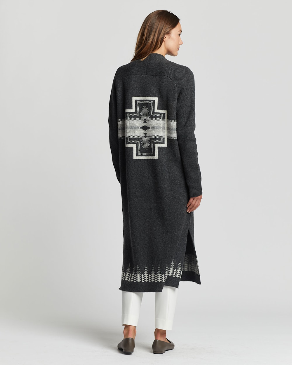 ALTERNATE VIEW OF WOMEN'S LAMBSWOOL DUSTER CARDIGAN IN CHARCOAL MULTI image number 3