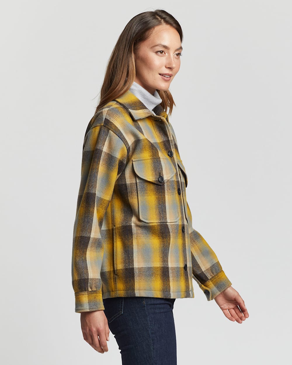 ALTERNATE VIEW OF WOMEN'S DYLAN WOOL JACKET IN YELLOW/NAVY PLAID image number 2