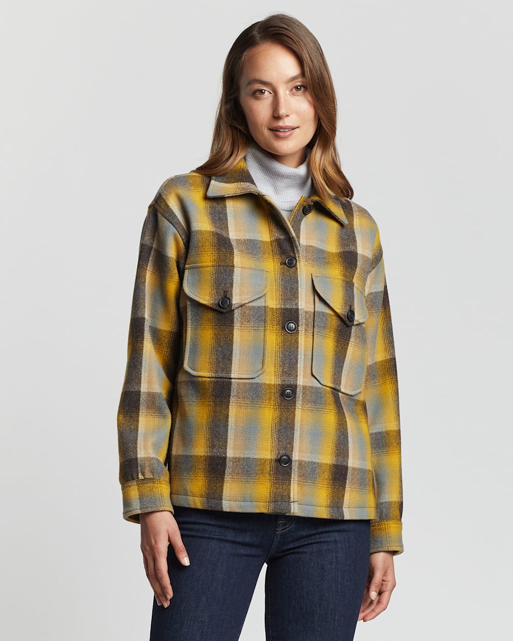 ALTERNATE VIEW OF WOMEN'S DYLAN WOOL JACKET IN YELLOW/NAVY PLAID image number 6