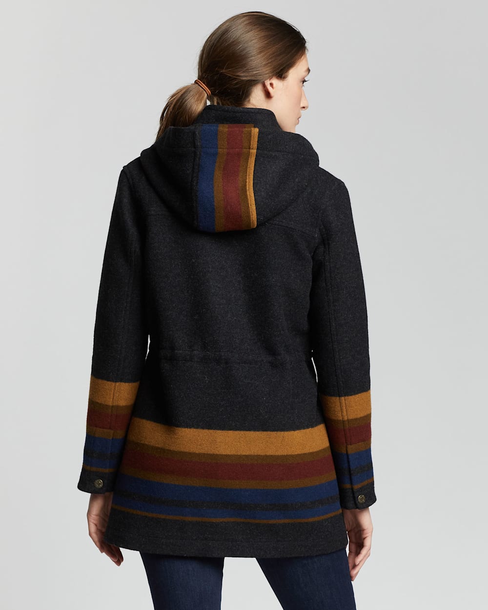 ALTERNATE VIEW OF WOMEN'S YAKIMA STRIPE WOOL PARKA IN CHARCOAL image number 3