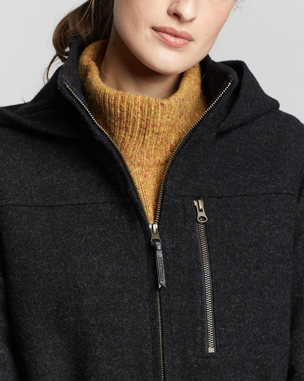 ALTERNATE VIEW OF WOMEN'S YAKIMA STRIPE WOOL PARKA IN CHARCOAL image number 4