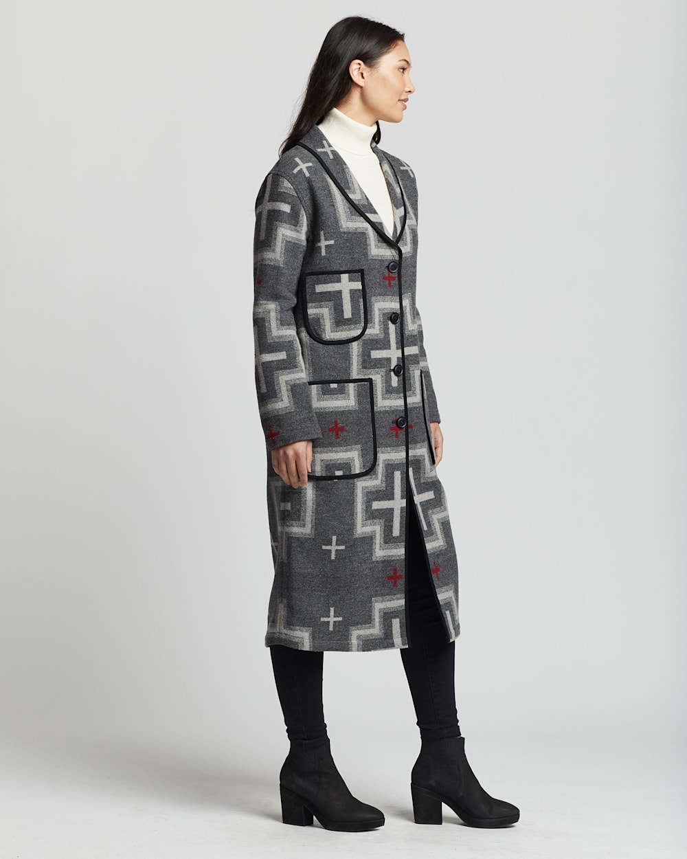 WOMEN S WOOL SHAWL COLLAR DUSTER COAT