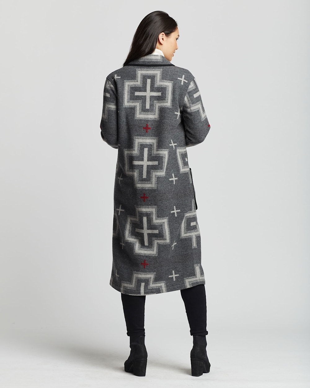WOMEN'S WOOL SHAWL-COLLAR DUSTER COAT