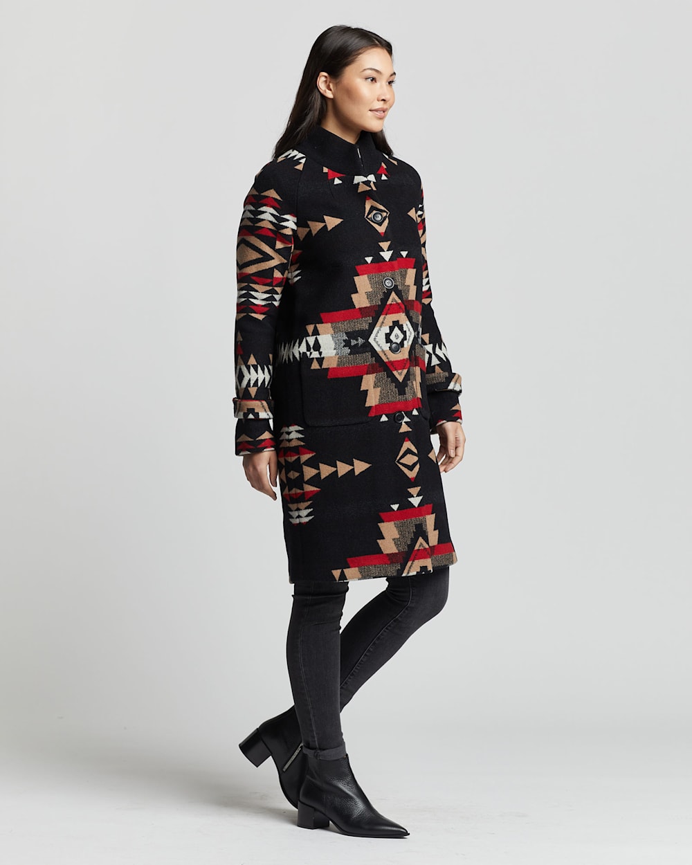 ALTERNATE VIEW OF WOMEN'S ROCK POINT ARCHIVE BLANKET COAT IN BLACK image number 3