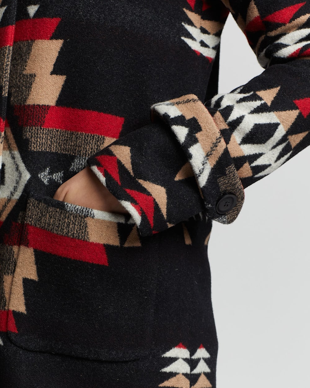 ALTERNATE VIEW OF WOMEN'S ROCK POINT ARCHIVE BLANKET COAT IN BLACK image number 4