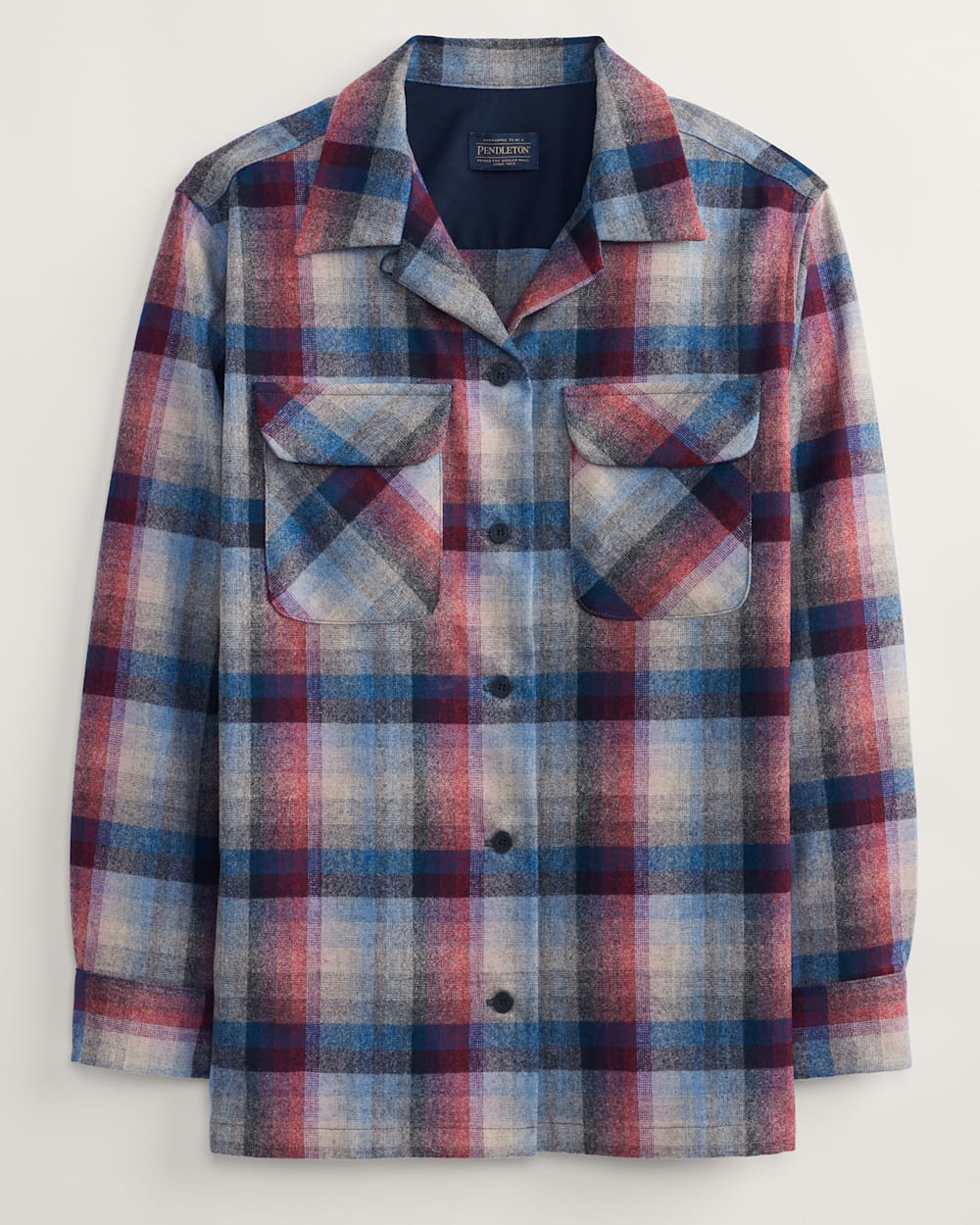 WOMEN'S PLAID BOYFRIEND BOARD SHIRT IN GREY/BERRY MULTI CHECK image number 1