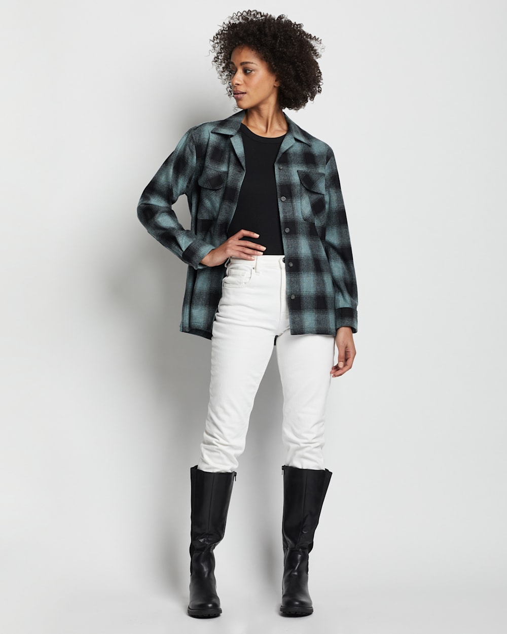 WOMEN'S BOYFRIEND BOARD SHIRT IN SHALE MIX BUFFALO OMBRE image number 1