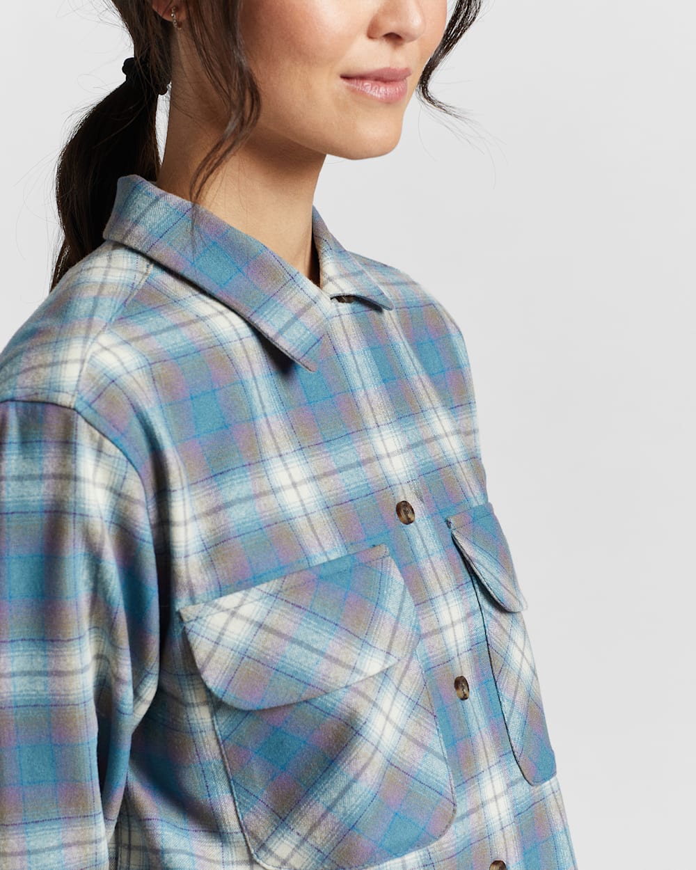 Pendleton Pendleton Women's Long Sleeve Boyfriend Fit Wool Board Shirt, Black/White Ombre Shop Women's Plaid Boyfriend Board Shirt for Trendy Style