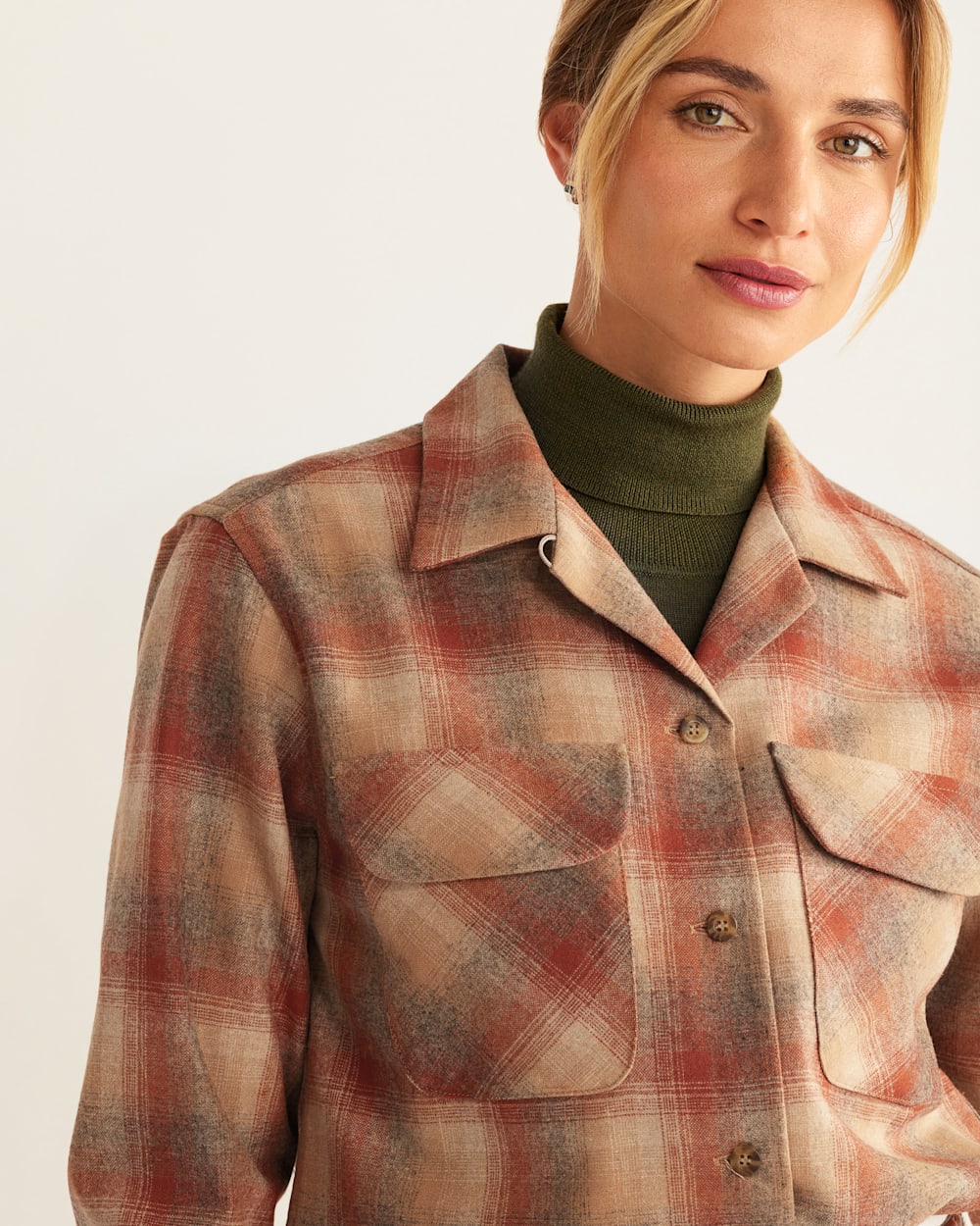 ALTERNATE VIEW OF WOMEN'S BOYFRIEND BOARD SHIRT IN COPPER/GOLD MULTI image number 2