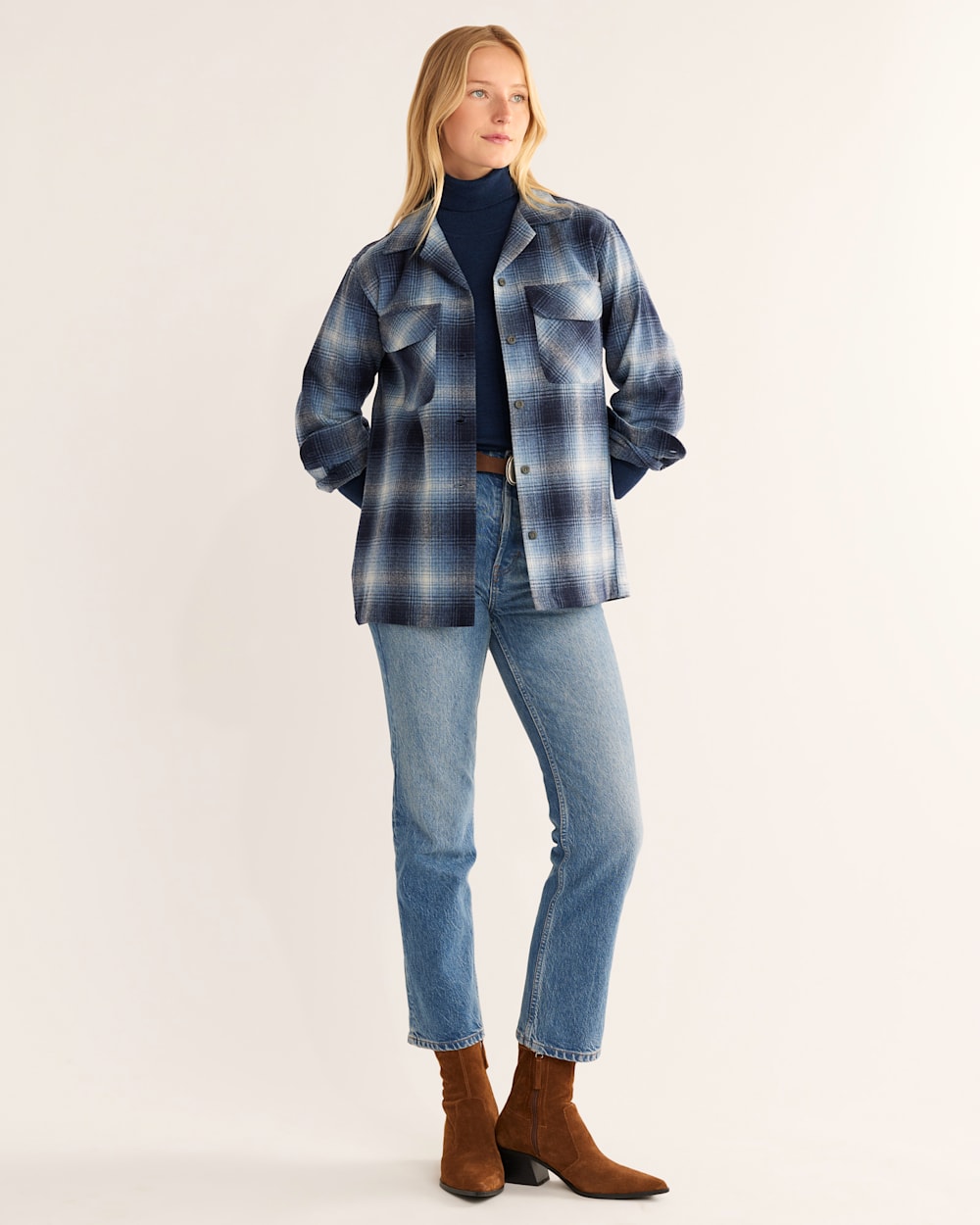 WOMEN'S BOYFRIEND BOARD SHIRT IN BLUE MIX OMBRE image number 1