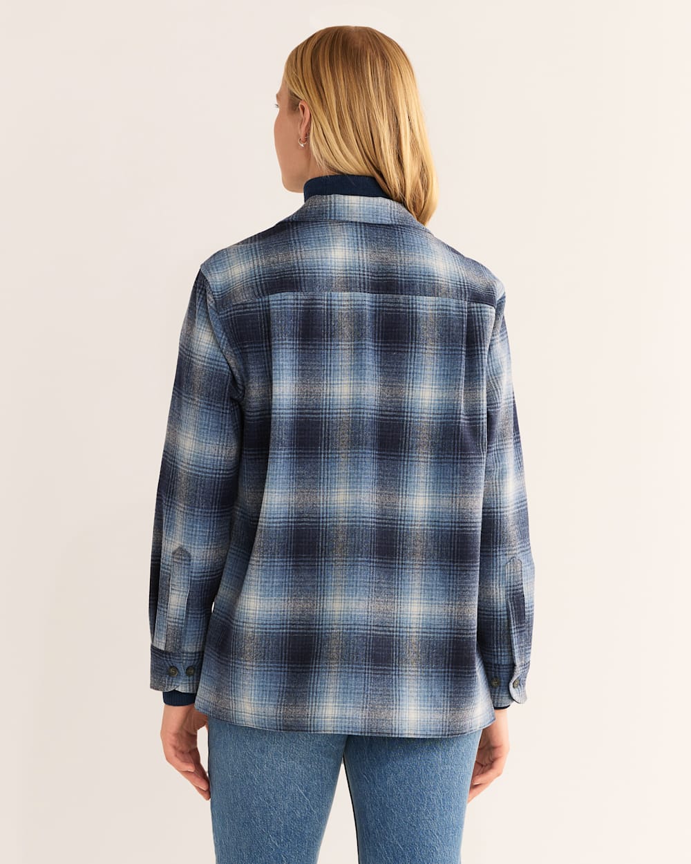 ALTERNATE VIEW OF WOMEN'S BOYFRIEND BOARD SHIRT IN BLUE MIX OMBRE image number 3