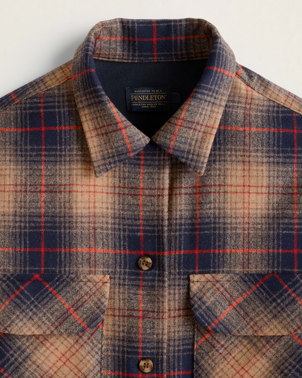 ALTERNATE VIEW OF WOMEN'S PLAID BOYFRIEND BOARD SHIRT IN BROWN/NAVY/RED PLAID image number 3