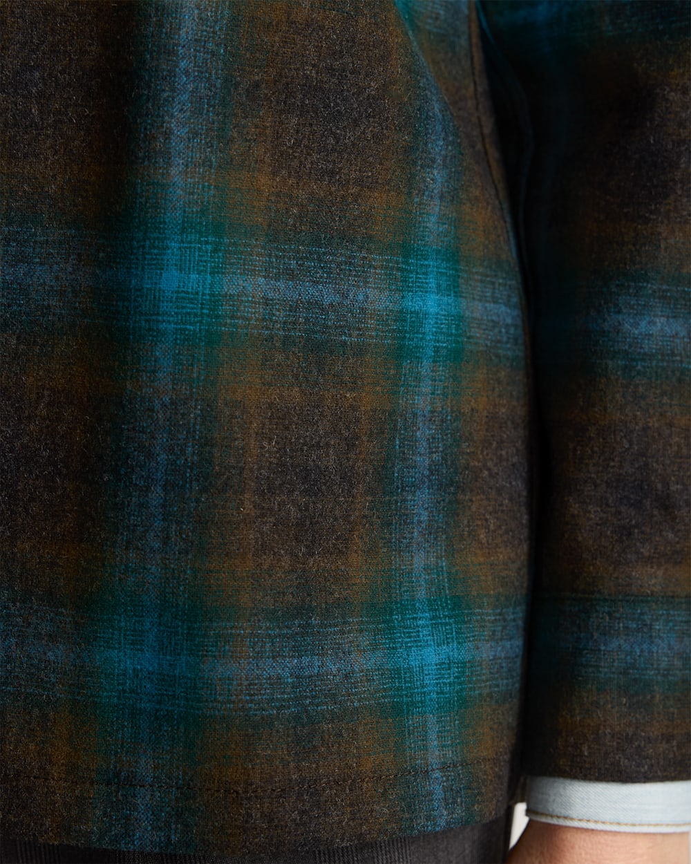 ALTERNATE VIEW OF PLAID BOYFRIEND BOARD SHIRT IN TEAL/CHARCOAL OMBRE image number 5