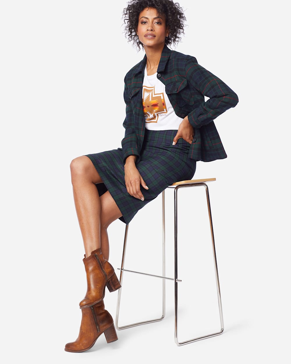 BLACK WATCH PENCIL SKIRT