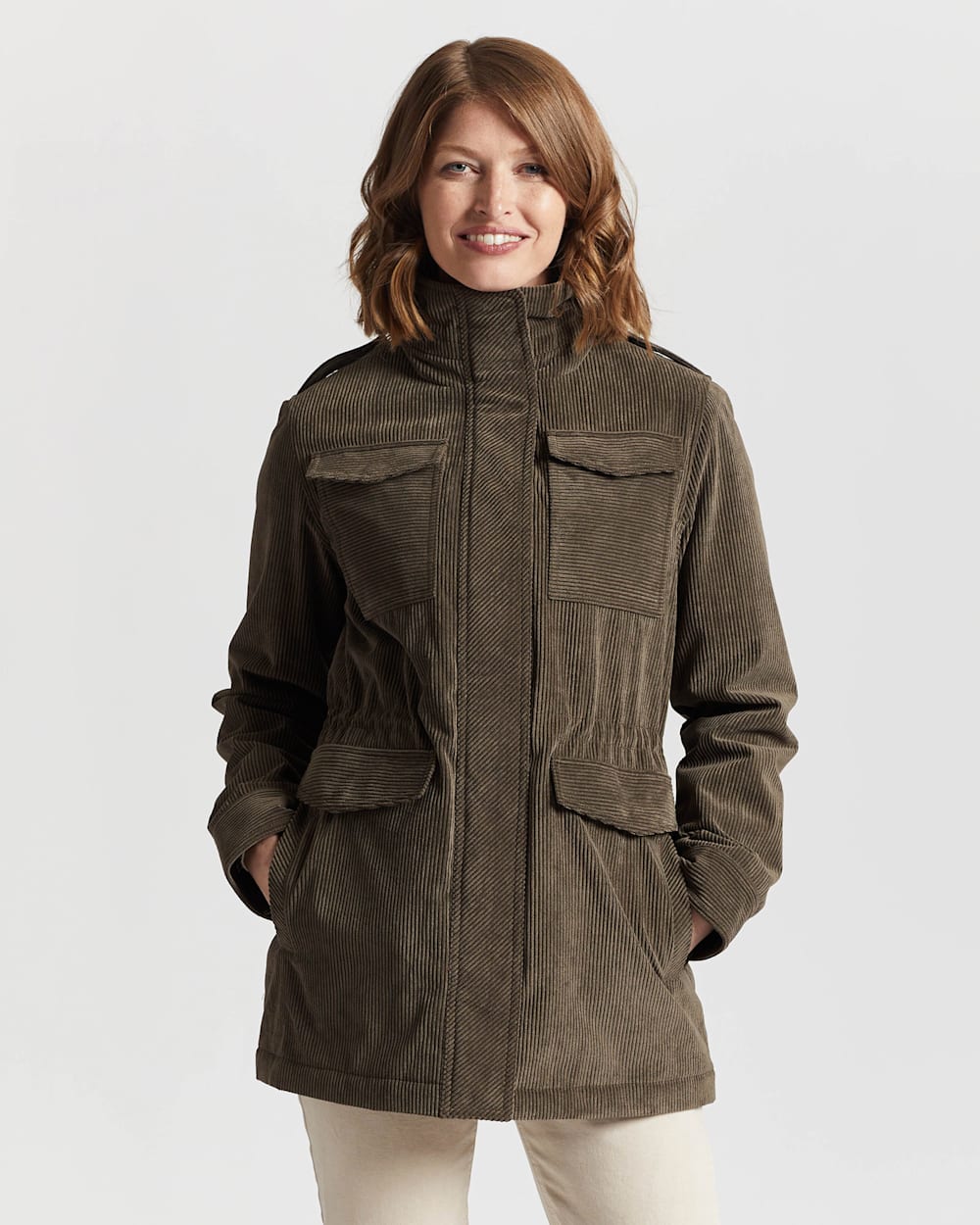 ALTERNATE VIEW OF WOMEN'S ODESSA HOODED CORDUROY JACKET IN BREEN image number 4