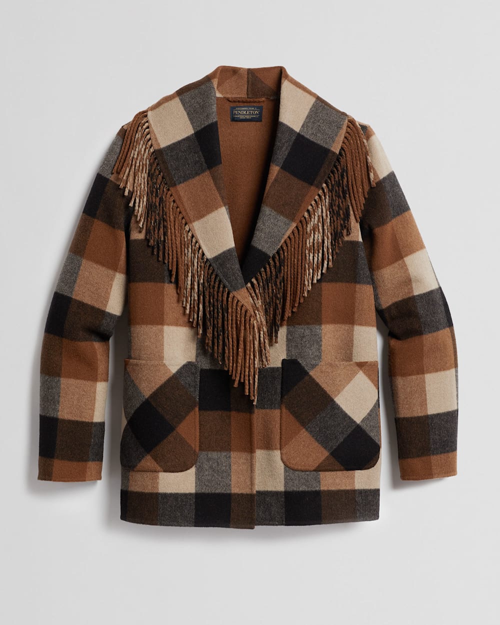WOMEN S CHEYENNE FRINGED SHAWL COLLAR COAT