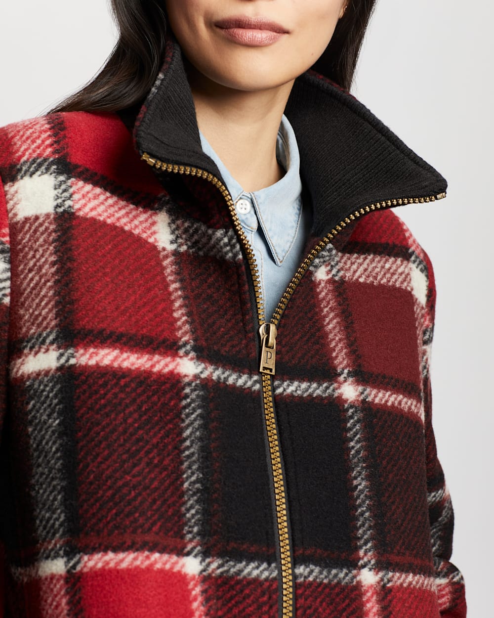ALTERNATE VIEW OF WOMEN'S CAMDEN TOPPER COAT IN RED/BLACK EXPLODED PLAID image number 4