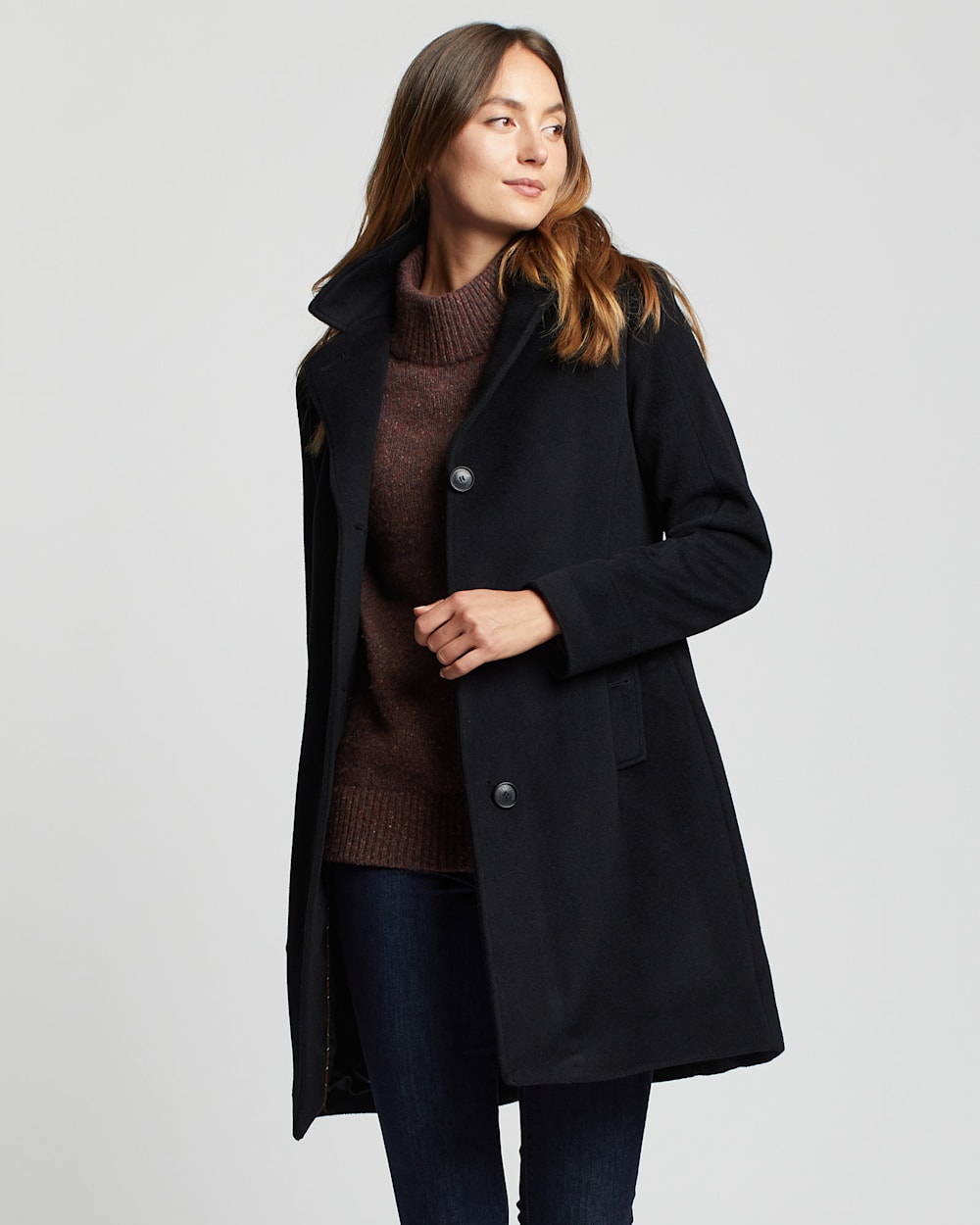 THREAD & SUPPLY Womens Black Wool Blend Pea Coat Size Small