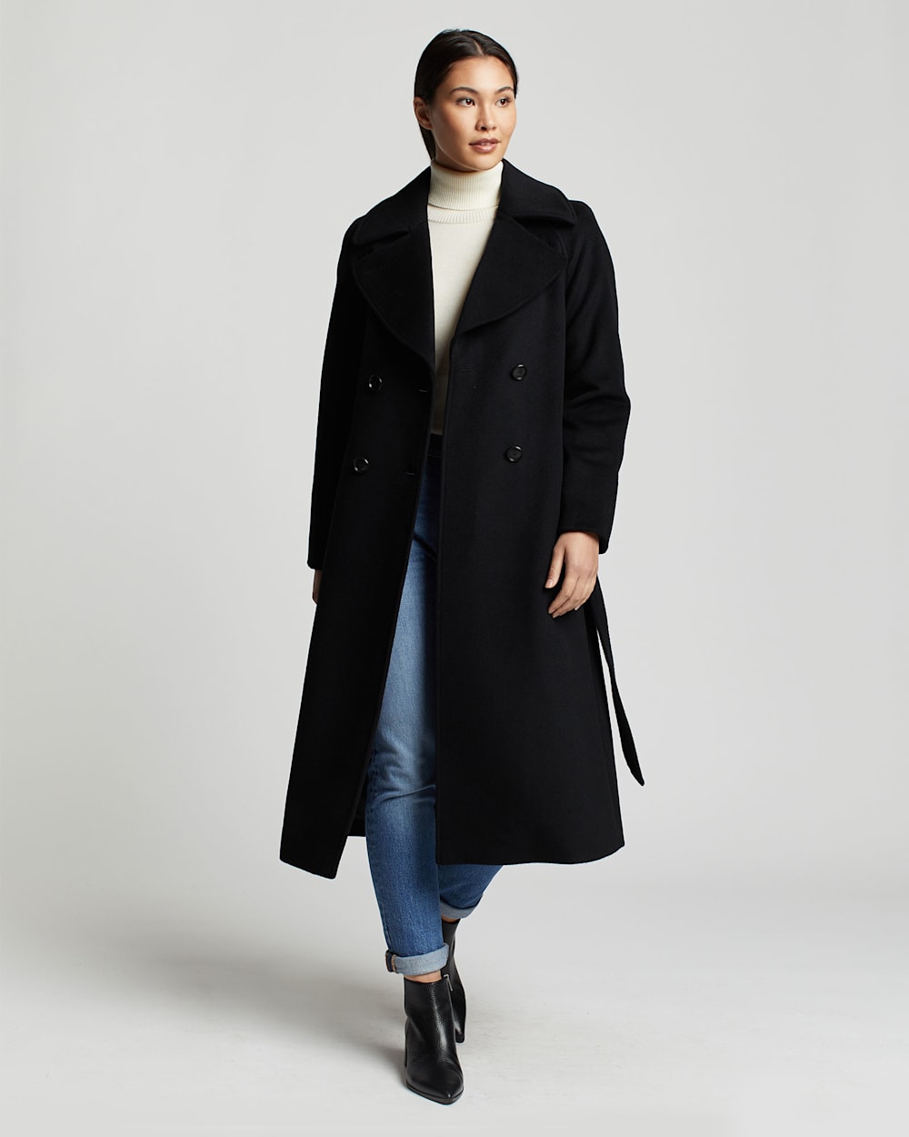 Women's cashmere coat Long Trench Coat black Woolen coat, Color:black, 2 :  : Clothing, Shoes & Accessories