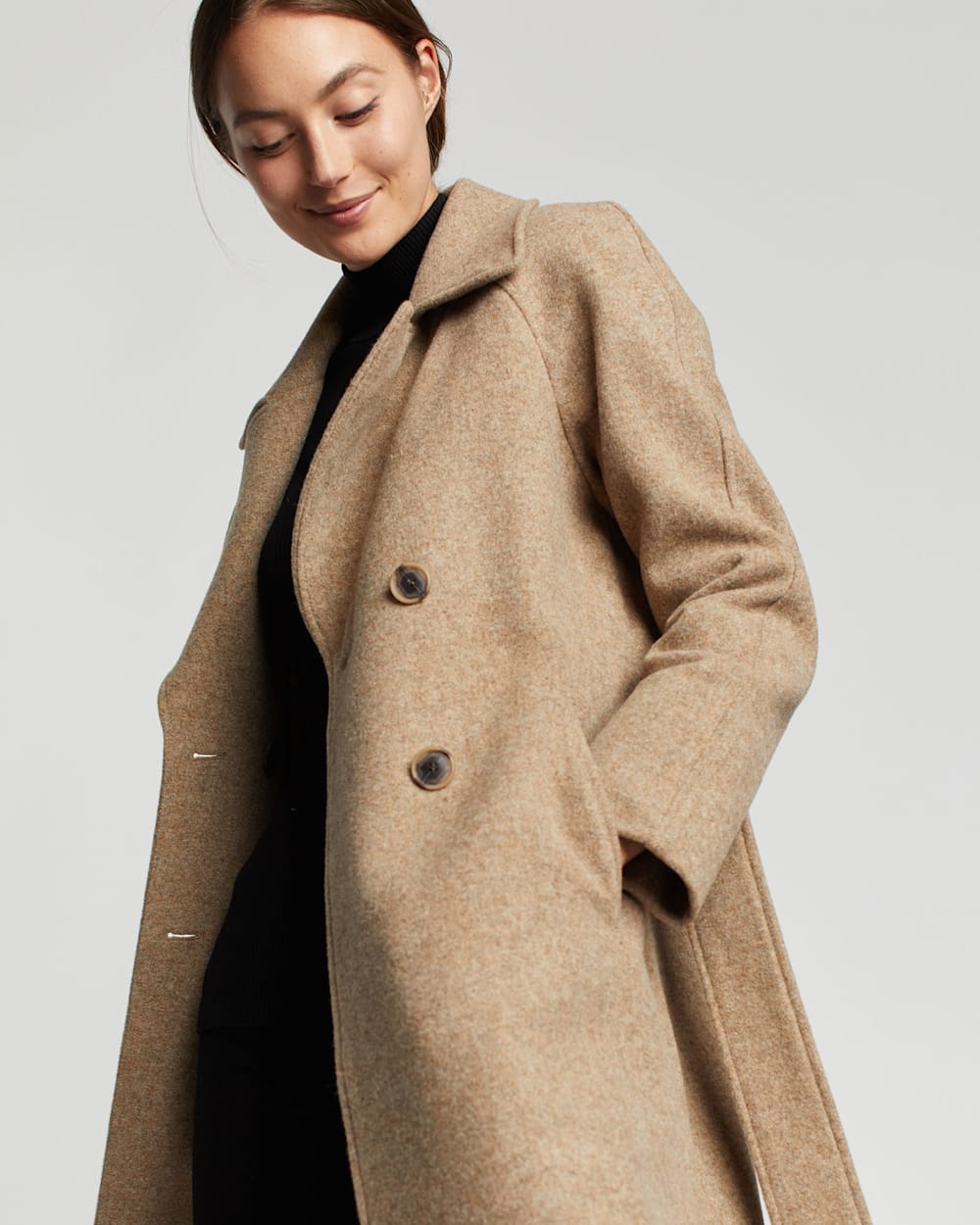 ALTERNATE VIEW OF WOMEN'S UPTOWN LONG WOOL COAT IN WHEAT image number 5