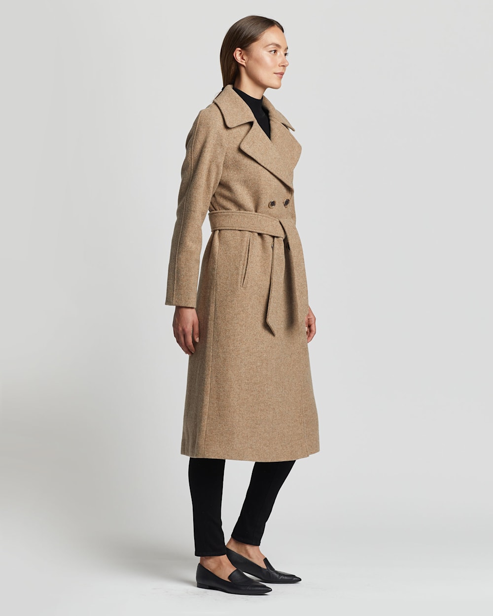 ALTERNATE VIEW OF WOMEN'S UPTOWN LONG WOOL COAT IN WHEAT image number 2
