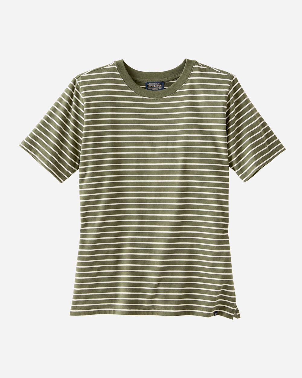 WOMEN'S DESCHUTES STRIPE TEE IN BOTTLE GREEN/ANTIQUE WHITE image number 1