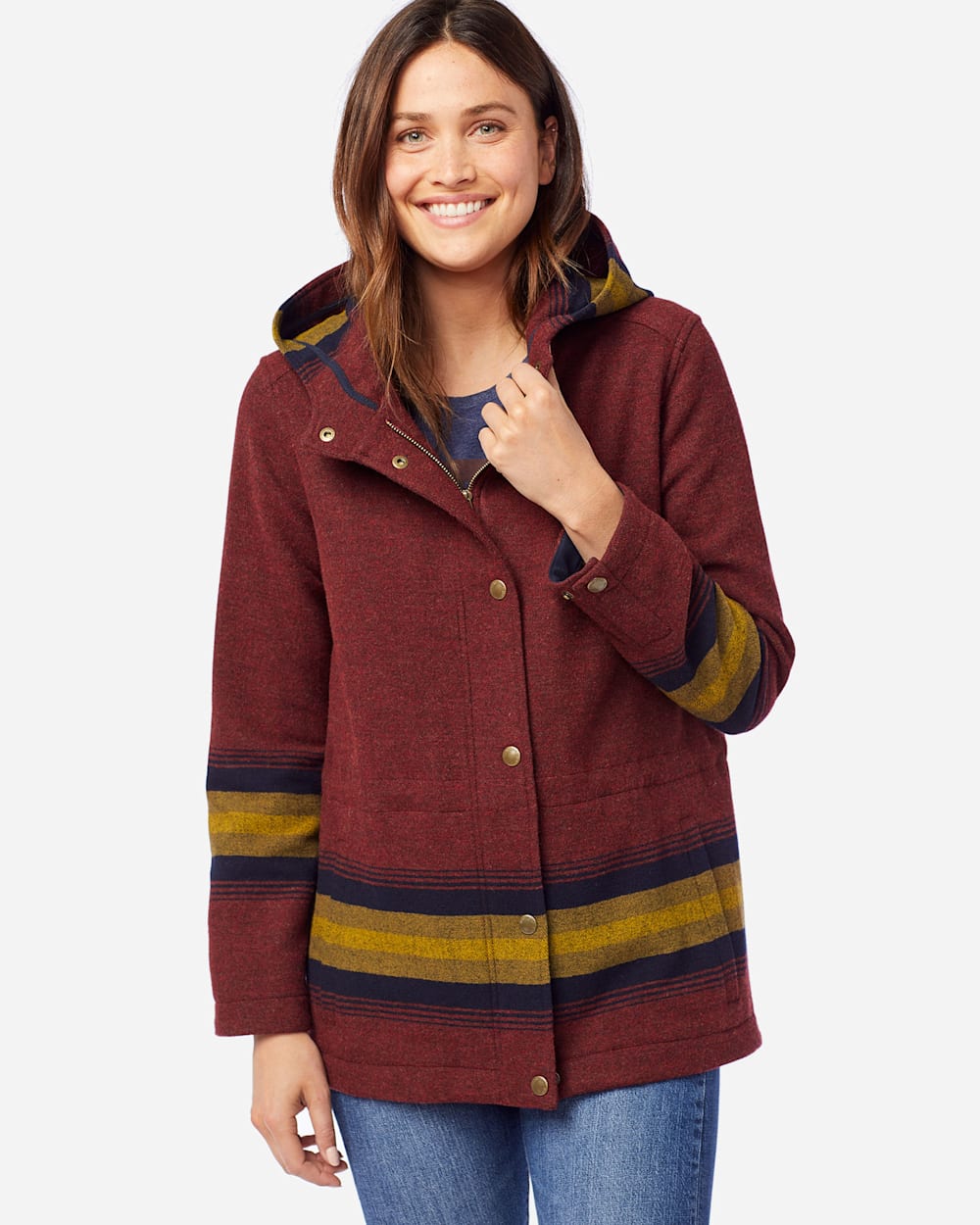 WOMEN'S ZION STRIPE ANORAK IN BRICK RED image number 1